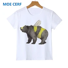 Футболка для мальчиков и девочек с забавным принтом пчелы и медведя Забавные футболки в стиле панк-рок с животными футболка в стиле хип-хоп футболка с 3d классная детская одежда Z47-3