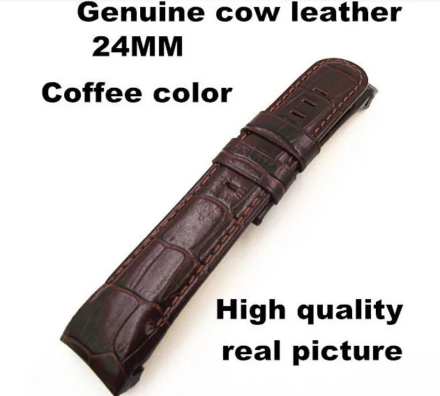 1 шт. Высокое качество 24 мм из натуральной коровьей кожи Смотреть полоса ремешок кофейного цвета для ценных наручные часы-3252