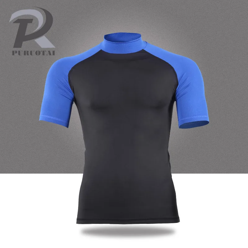 Buy High Collar Compression Shirt Men Short Sleeve
