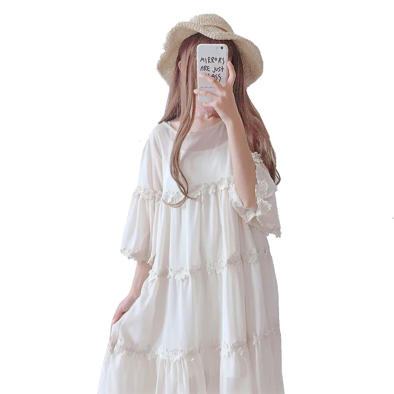 

B2562 2019 summer women's new Japanese style fashion chiffon halter with two pieces set dress cheap wholesale
