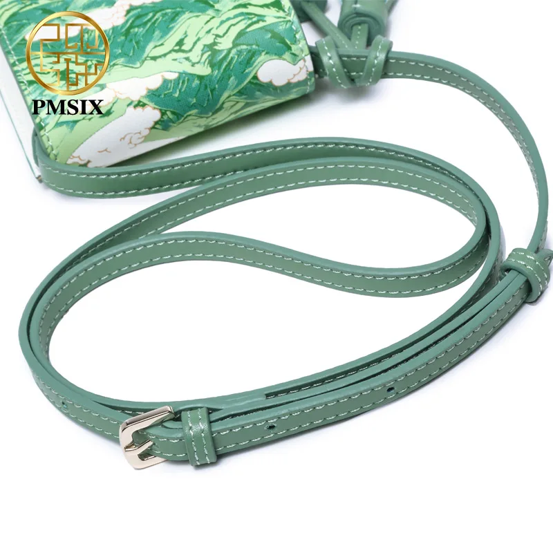 Pmsix 2019 جديد مصمم العلامة التجارية الشهيرة في womens'bag المطبوعة Crossbody حقيبة جلد البقر أزياء السيدات الهاتف المحمول حقيبة ساع