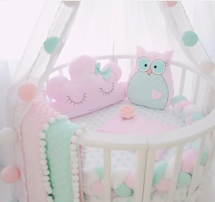 

200cm Baby Bed Pillow Bumper Four Ply Knot Handmade Long Knotted Braid Weaving Plush Baby Crib Protector Infant Knot Room Decor