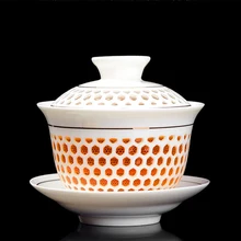 Цзиндэчжэнь крышка чаши чайные чашки, китайский чай кунг-фу, ручной работы изысканное производство полых три только крышка чаши