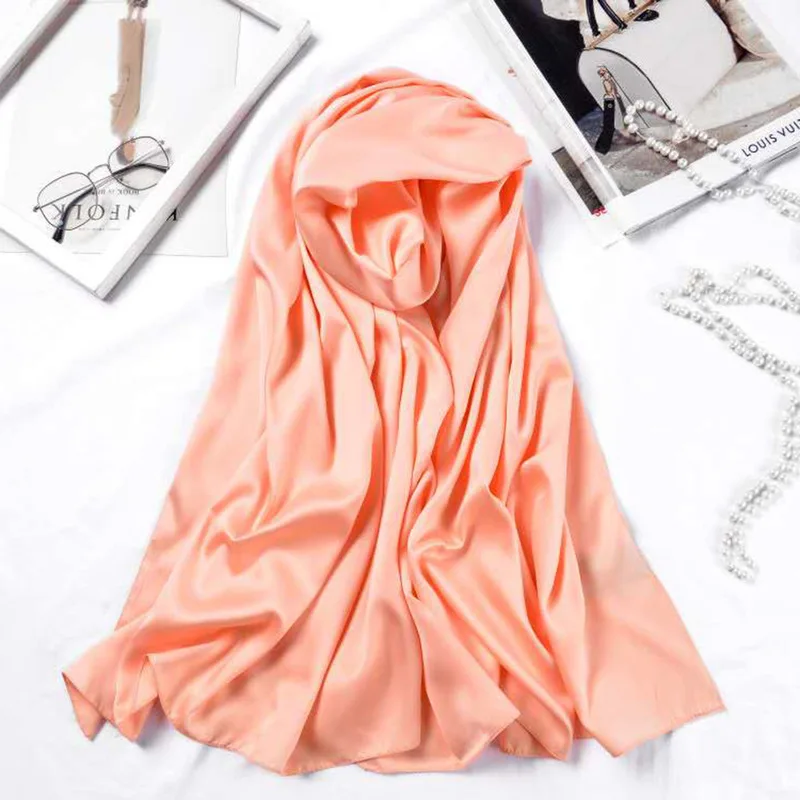 110*110 см женский Шелковый атласный шарф для малайзийской мусульманской леди большой размер свадебная вуаль хиджаб шали платок покрывала исламский платок - Цвет: Color 8