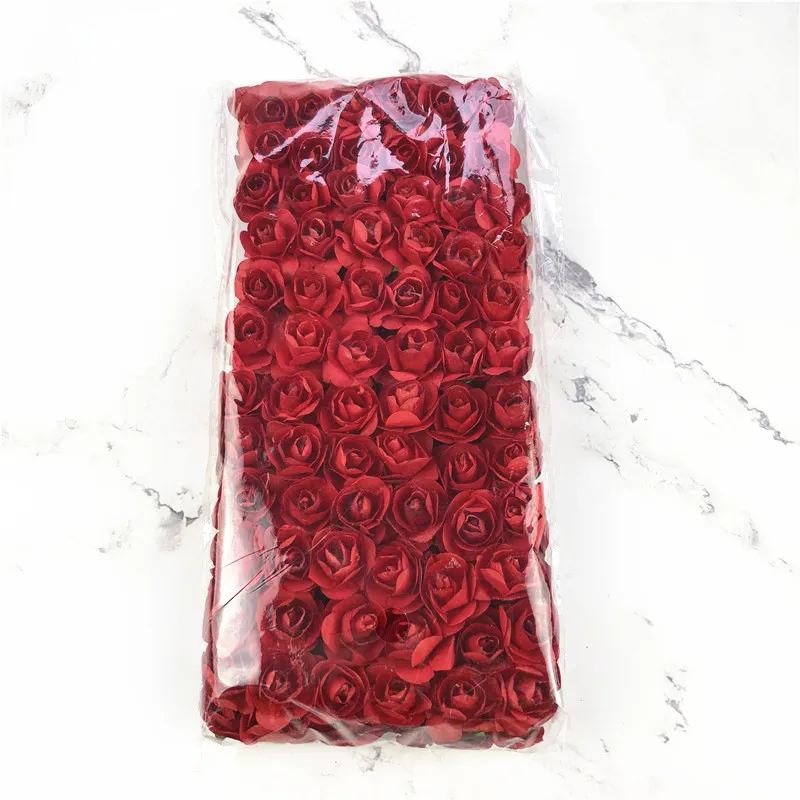 144 шт./пакет 1,5 см мини Бумага искусственный букет роз самодельный венок блокнот ручной работы свадебные украшения искусственные розы Искусственные цветы. j