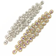 21X5,3 см AB Потрясающие Необычные со стразами и кисточками Великолепные блестящие стекло rhinestone Аппликация Швейные Свадебные повязка украшения