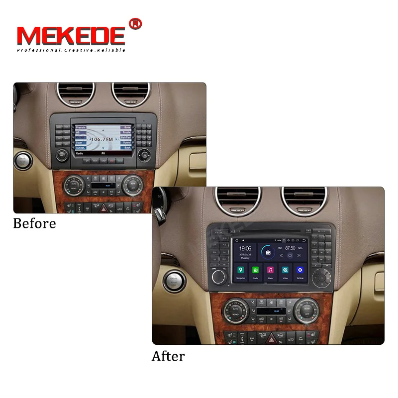 Discount MEKEDE Android 9.0  car GPS  DVD PLAYER For Mercedes Benz ML GL W164 ML350 ML500 GL320 radio stereo navigation IPS screen DSP 5