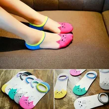 La MaxPa 10 пар/лот Кот Лиса носки с милыми животными принт Для женщин носки Лето Забавный короткие женские носки длиной до лодыжки хлопковые носки k595