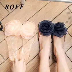 RQFF желе сандалии для девочек для женщин гладиаторы летние Прозрачные Женская пляжная обувь 2019 цветок с открытым носком на плоской подошве