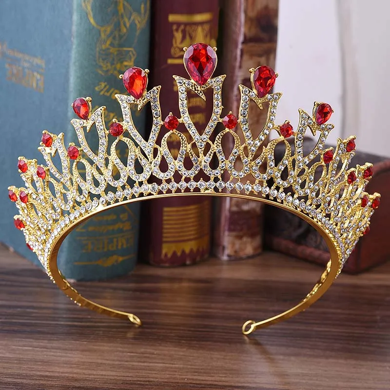 

Girls Baroque Pageant Princess Tiara Ladies Luxury Delicate Crown Headpieces Bridal Shining Rhinestone Wedding Hair Accessories