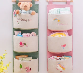 

High Capacity Lovely Wall Hanging Storage Bag Best Embroidery Poly Pouch Behind Door Princess Room Toy Organizer Pocket LF209