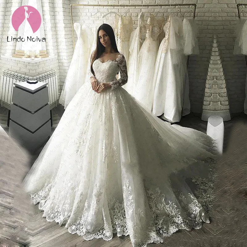 Vestido De Noiva 2019, сексуальное кружевное свадебное платье с длинными рукавами, новое вечернее платье, топ из тонкой кисеи, платье невесты