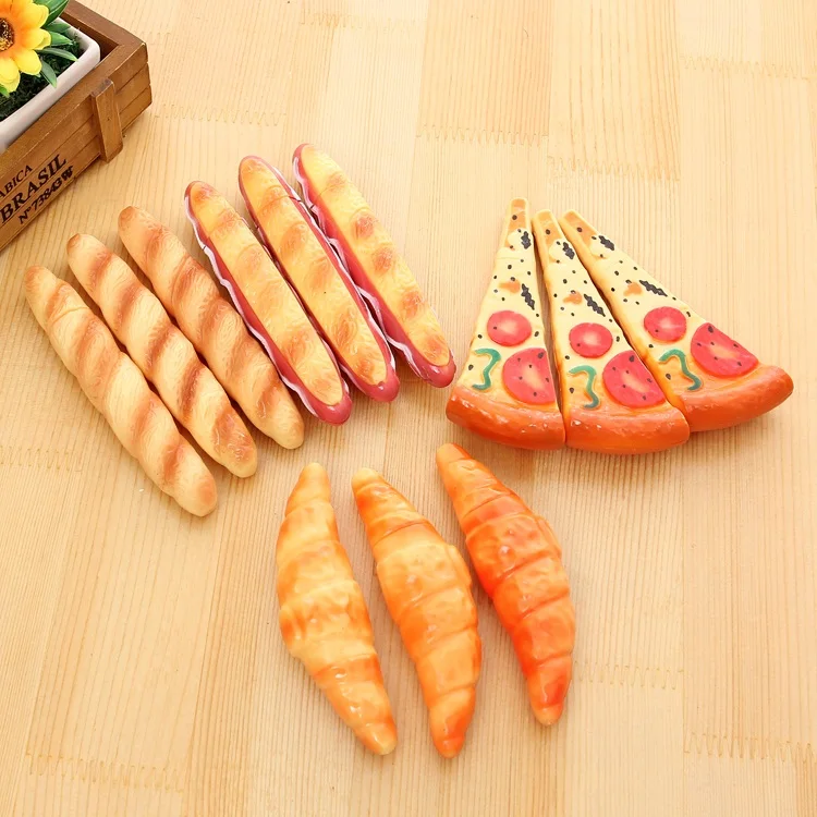 

Free shipping 10pcs/lot New office supplies fresh baguette bread simulation pen pizza ball pen with magnet