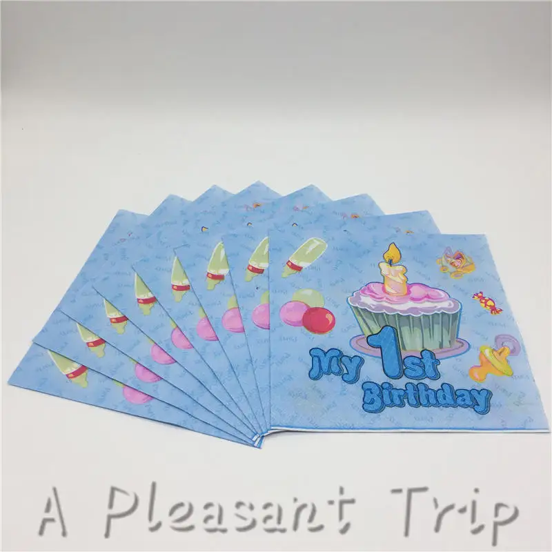 

20pcs/lot first birthday cartoon children favor paper towels baby shower paper towels disposable paper towels party supplies
