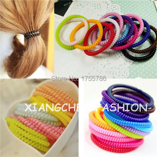 

4cm 10pcs/lot Girl Baby Women Telephone Line Gum Black Candy Elastic Hairband Hair Band Rope Scrunchy Styling Tools Accessories