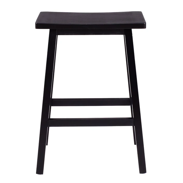 2pcs 29 Solid Pine Wood Saddle Seat Bar Stool Chair Black 2pcs 29 Solid Pine Wood Saddle Seat Bar Stool Chair Black Dropshipping