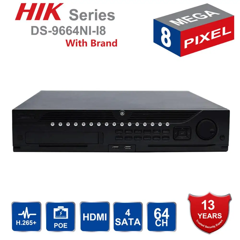 

In Stock Hik Professional 64 Channel CCTV System DS-9664NI-I8 Embedded 4K NVR Up to 12 Megapixels Resolution 8 SATA 2 HDMI