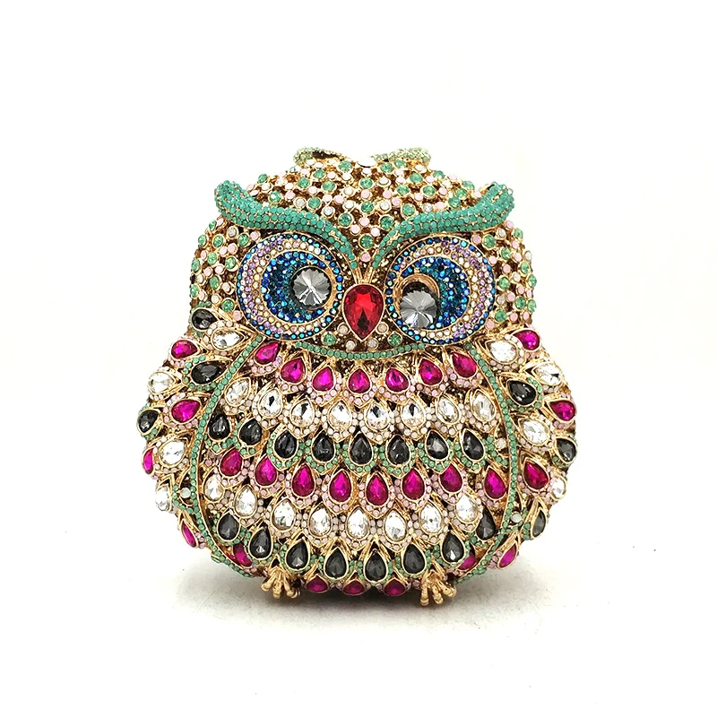 Fashion design clutch women evening party bag diamonds owl bird shape crystal purses bridal wedding party crystal clutches