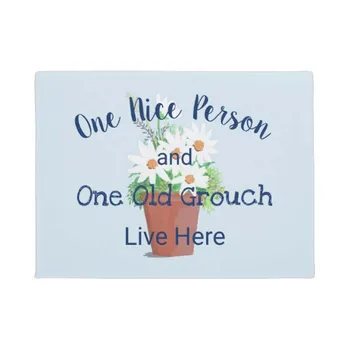 

Personality Funny! One Nice Person, One Old Grouch Live Here Doormat Home Decoration Entry Non-slip Door Mat Rubber Washable Flo