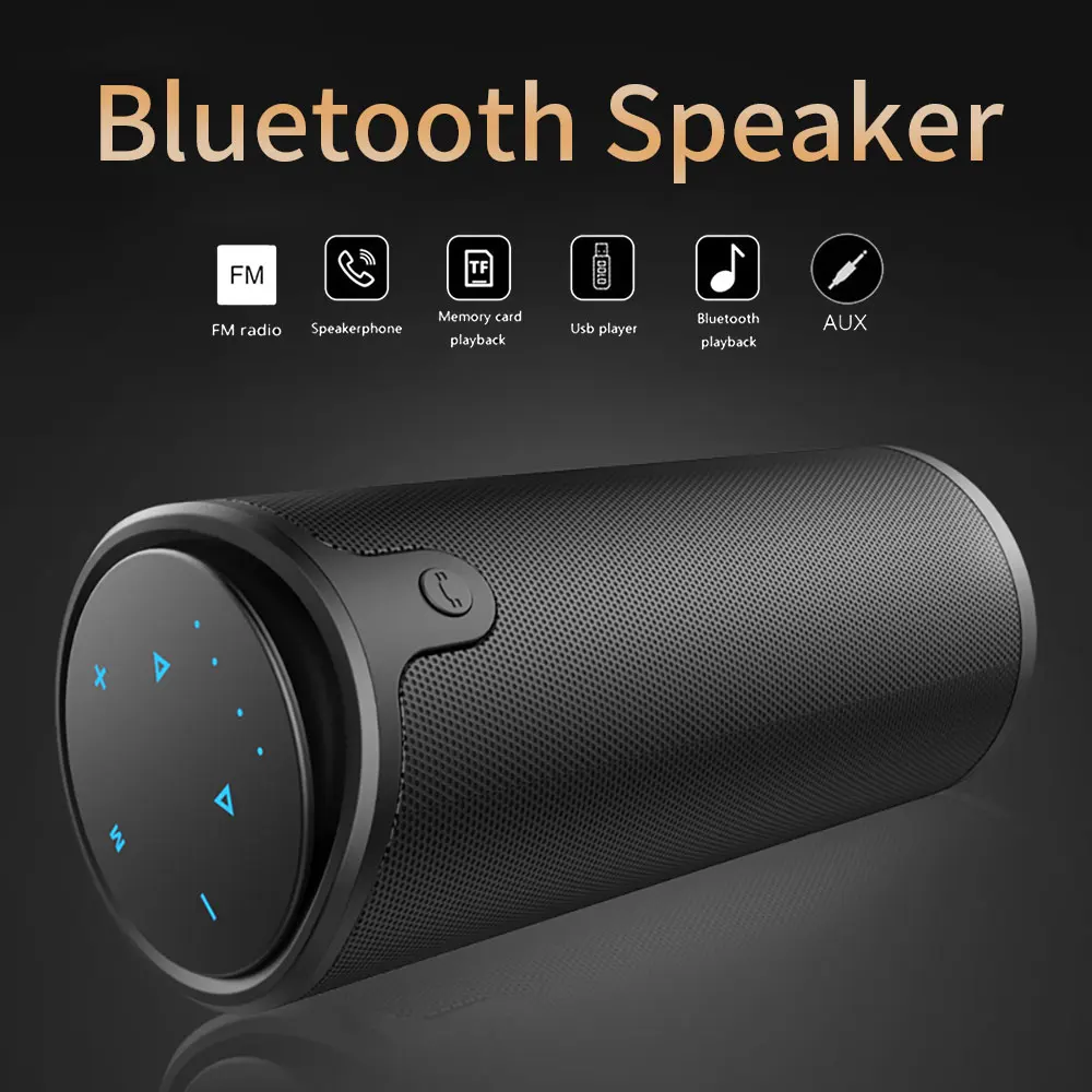 

HiFi 3D Stereo Subwoofer Bluetooth Speaker 15H Music Smart Touch Control BT 4.0 Wireless Portable Outdoors Speakers AUX FM TF