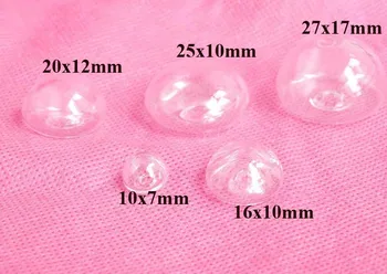 

new items--100pcs 10x7mm/16x10mm/20x12mm/25x10mm/27x17mm liquid clear glass bubble wishing bottle for diy ring materials