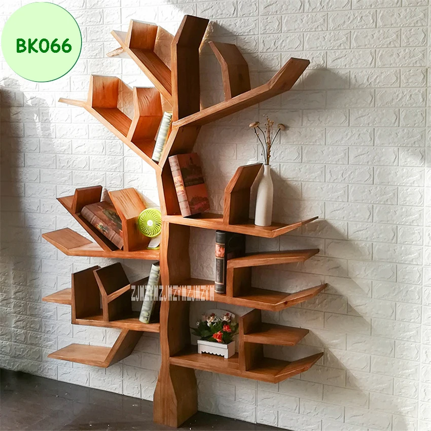 BK066 الإبداعية خشب متين رف المعيشة غرفة نوم جدار الجرف الزخرفية خزانة DIY شجرة شكل خشبية الكتب تخزين الرف