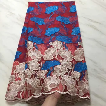 

New African French Tulle Beaded Lace Fabric 2018 Mesh Tulle Embroidery French Net Lace Fabric Nigerian Laces With Free Shipping