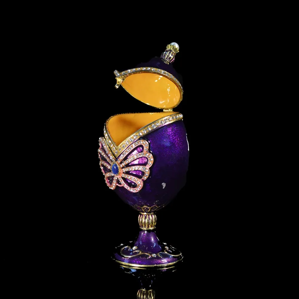 Qifu Ремесленная Красивая фиолетовая коллекция яиц Фаберже для ювелирной коробки