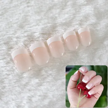 

24Pcs White Pink French False Nails Long Acrylic Classical Full Artificial Press on Nails Tips Pattern Nep Nagels Faux Ongles