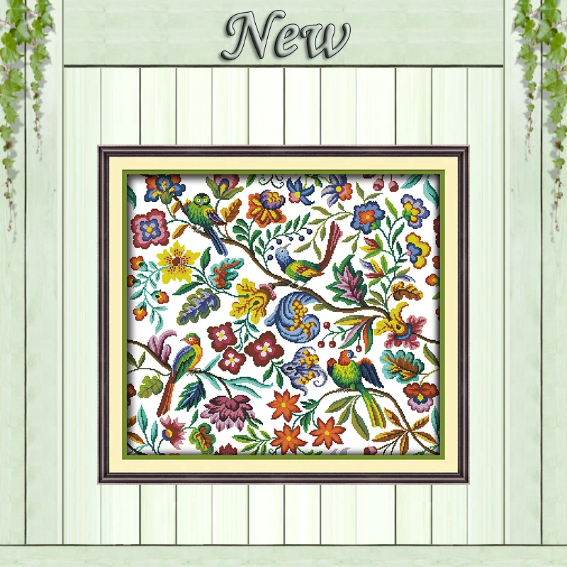 

Birds' twitter flowers animal Painting Counted Printed on the canvas DMC 14CT11CT DIY Cross Stitch Needlework Kits Embroider Set