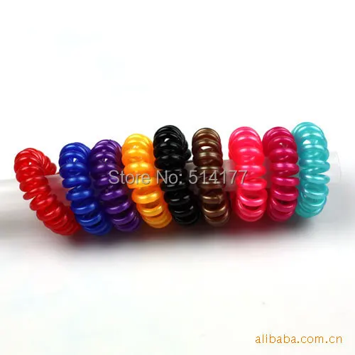 

10pcs/lot Cheap Telephone Line Gum Black/Colored Elastic Hair Band For Girl Rope Jewelry Accessories Springs Hair Scrunch