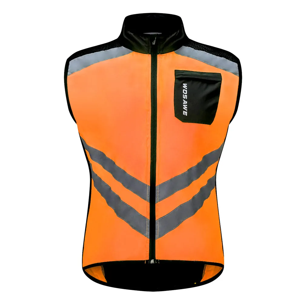 WOSAWE куртки для велоспорта мужские пальто без рукавов высокая видимость светоотражающий дышащий Топ велосипедная Одежда MTB велосипед ветровка - Цвет: BL208-O