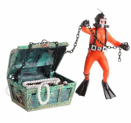Cheap Aquarium Fish Tank Decorations Treasure Hunter Diver Decor