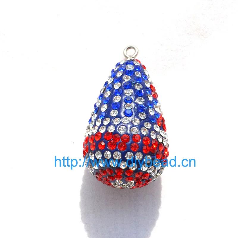 

Shining Jewelry Making Department 40*25MM Rhinestone Charm Mix Color American Flag Pendant Accessories Crystal Decoration
