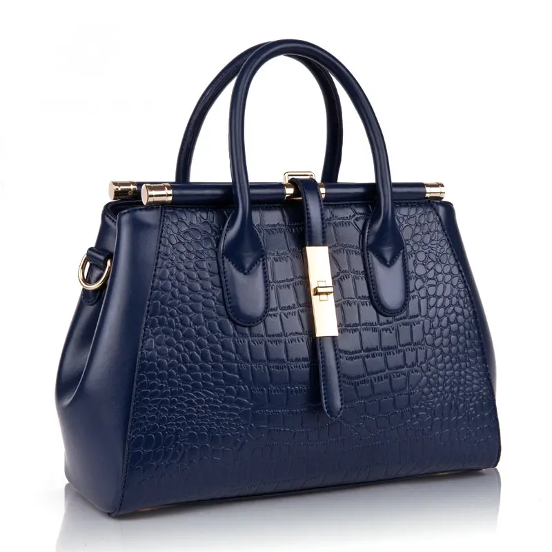 

Fashion Crocodile pattern Genuine leather shoulder bag Cowhide Crossbody bags for women Alligator Pattern with Lock handbag