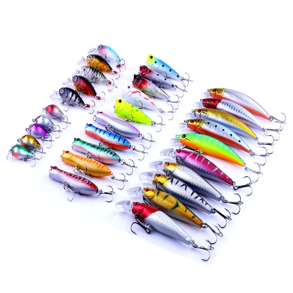 30pcs Mixed Fishing Lure Bait Set Kit Pesca Fishing Wobblers Isca