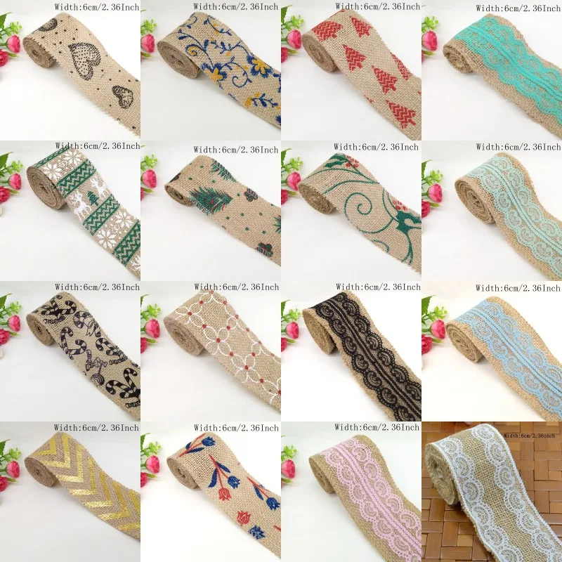 

DIY tolie JUTE linen 6cm wide strips tape by 5 meters, for decoration, kindergarten DIY handicraft