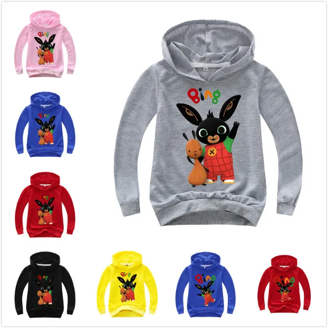

Casual Kids Bing Bunny Cartoon Print Hoodies Coats for Boys Girls Rabbit Long Sleeves Hoody Sweatshirts for Children Costumes