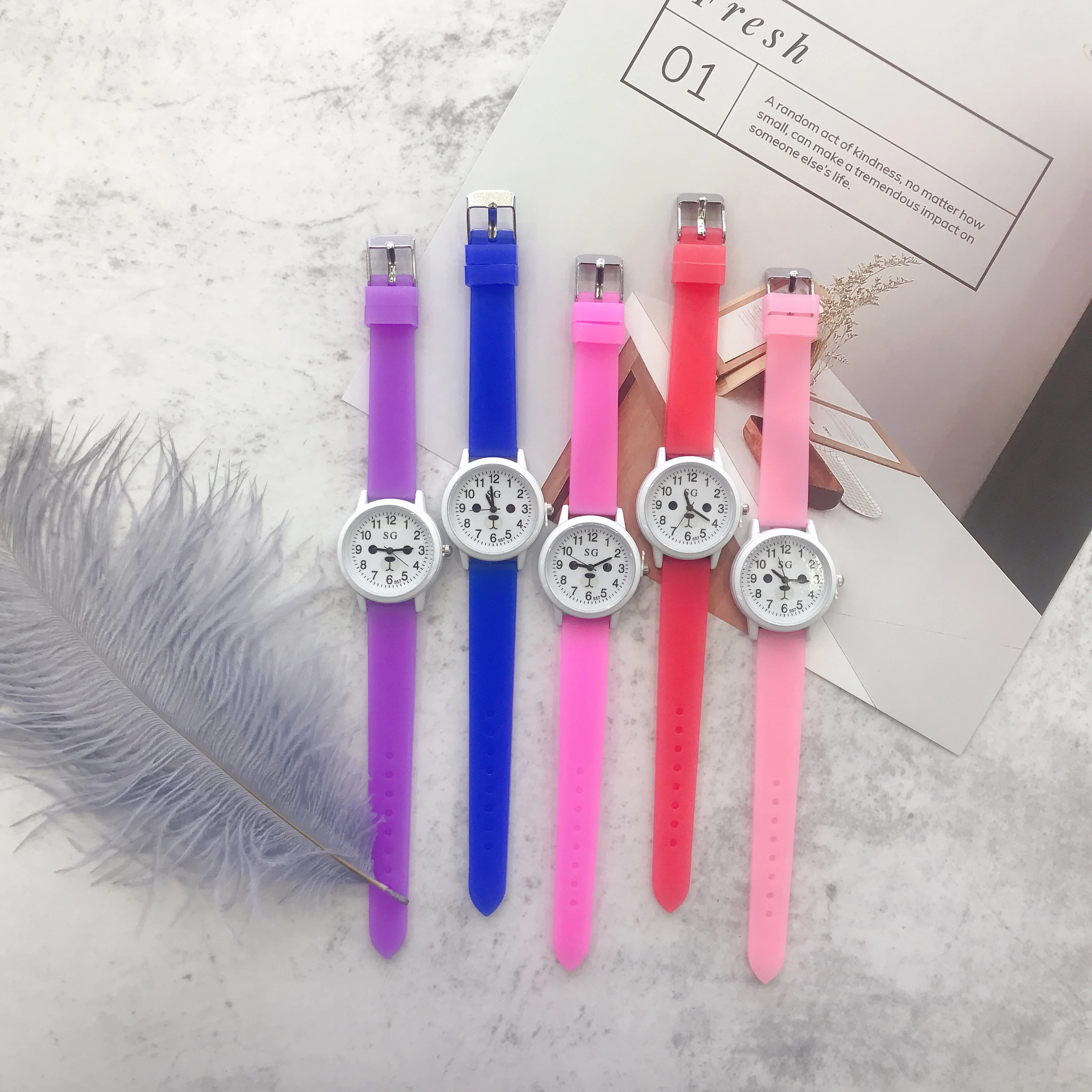 Silica gel color strap lovely simple children's cartoon watch children gifts