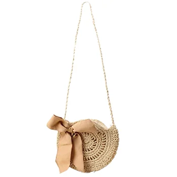 

TFTP-Women Beach Bag Round Straw Crochet Shoulder Summer Bag Purse