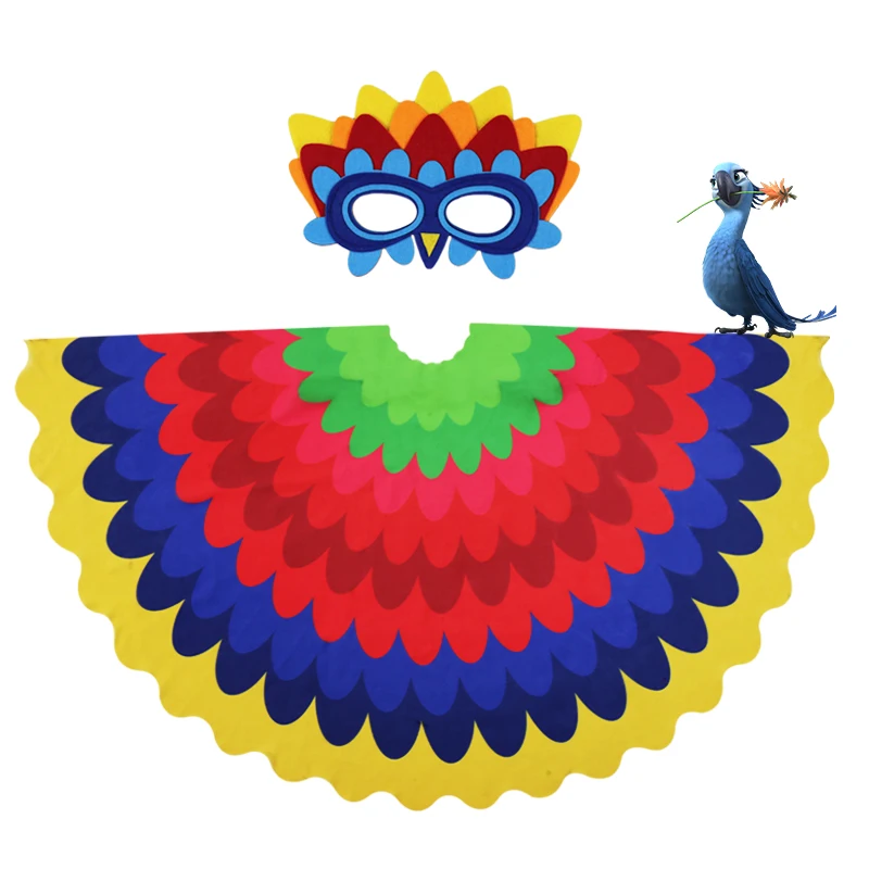 

3-8 Y.O Special Parrot Costume Wing Mask Birthday Gift Boy Face Party Mask Carnival Gift Cosplay Party Dress Fantasy
