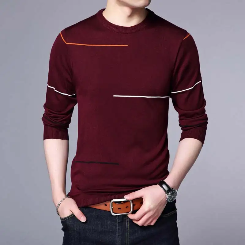 Дизайнерский пуловер для мужчин свитер mensthin Джерси Вязаные свитеры мужская одежда slim fit трикотаж модная одежда 52533 - Цвет: Красный