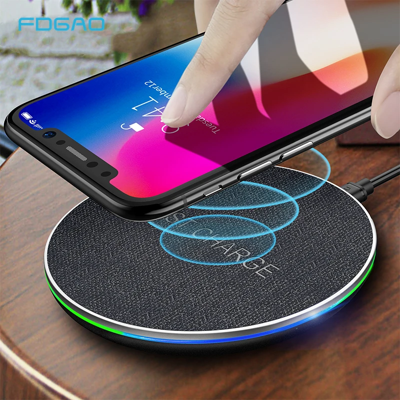 

FDGAO 10W Fast Qi Wireless Charger For Samsung Galaxy S10 S9 S8 Note 9 8 Xiaomi Huawei USB Charging Pad for iPhone XS Max XR X 8