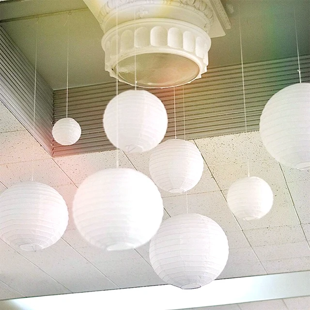 15 Pcs White Round Paper Lanterns Chinese Ball Lantern Wedding 15 Pcs White Round Paper Lanterns Chinese Ball Lantern Wedding Party Christmas Hanging Diy Decor Favor Wall Shelf