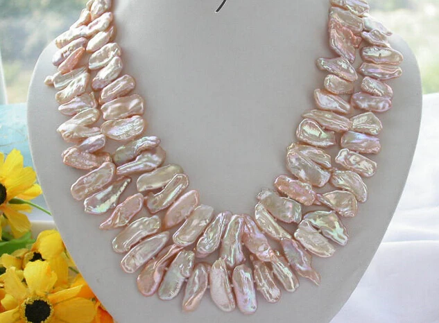 

huij 0033101 2ROW PINK DENS BIWA CULTURED PEARL NECKLACE
