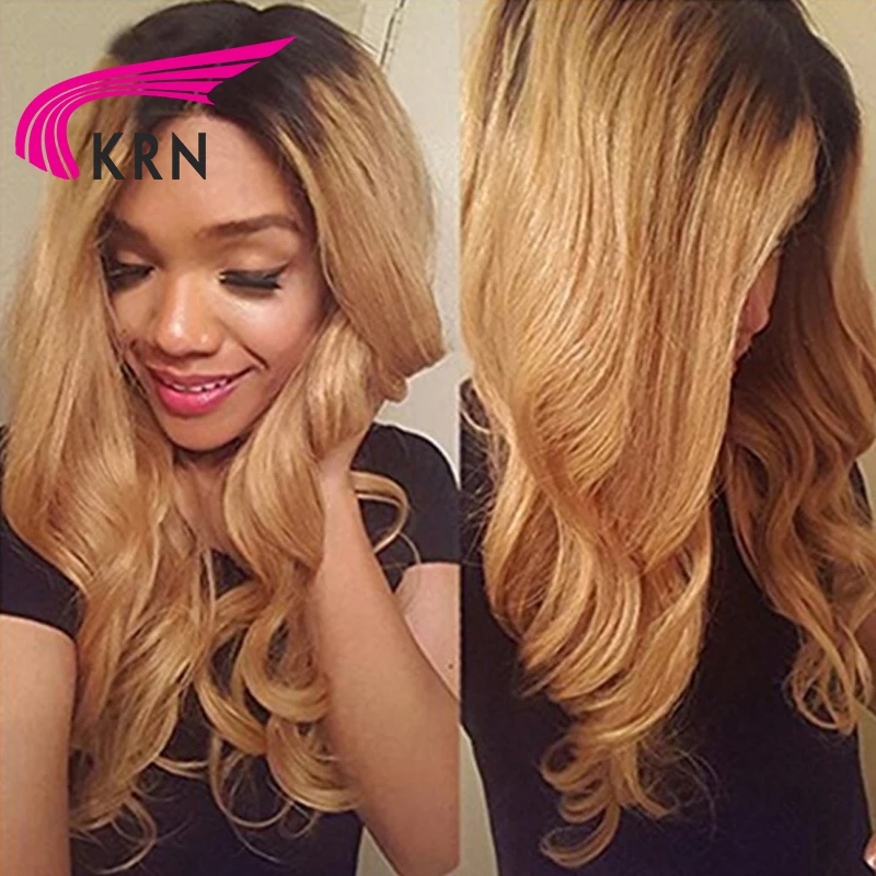

KRN Ombre Tone Blonde Glueless 13x6 Lace Front Wig 130% Density Lace Front Human Hair Wig With Baby Hair Pre Plucked Remy Hair
