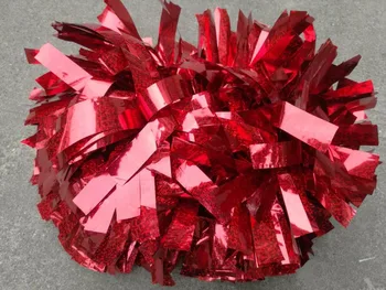 

baton handle Pom poms 6" metallic red ,holographic green,colorful holographic