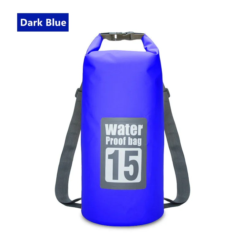15L Водонепроницаемый нейлон ПВХ сухой мешок Спорт на открытом воздухе плавающие на лодке Каякинг мягкий рюкзак Складная плавательный сумка для хранения - Цвет: Dark Blue
