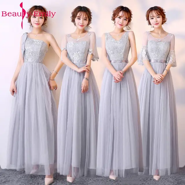 Beauty Emily Lace Long A Line Grey Bridesmaid Dresses 2017 Off The Beauty Emily Lace Long A Line Grey Bridesmaid Dresses 2017 Off The Shoulder