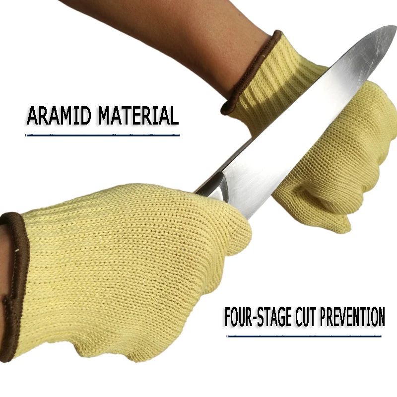 Anti-cutting Working Gloves High Temperature 1 Pair White Aramid Fire Prevention Cut Prevention Labor and Garden Safety Gloves